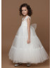 Ivory Lace Tulle Ankle Length Flower Girl Dress